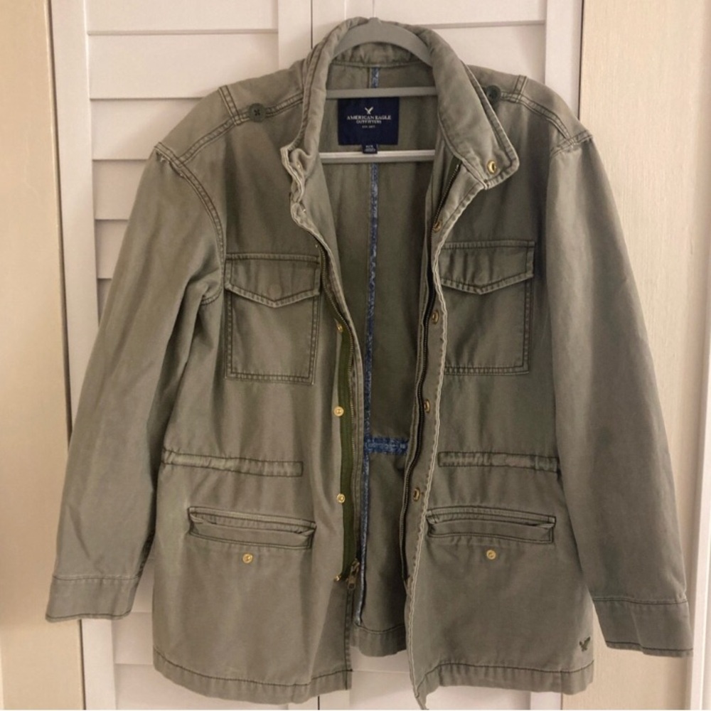 American Eagle Outfitters Women's Olive Military Jacket